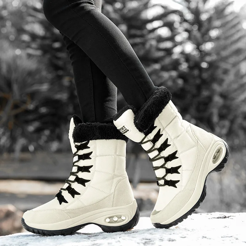 Frauen Stiefel Winter Plattform Schnee Stiefel Warme Plüsch frauen High Top Sneakers Non Slip Lace-up Sport Schuhe für Frau WSH4743