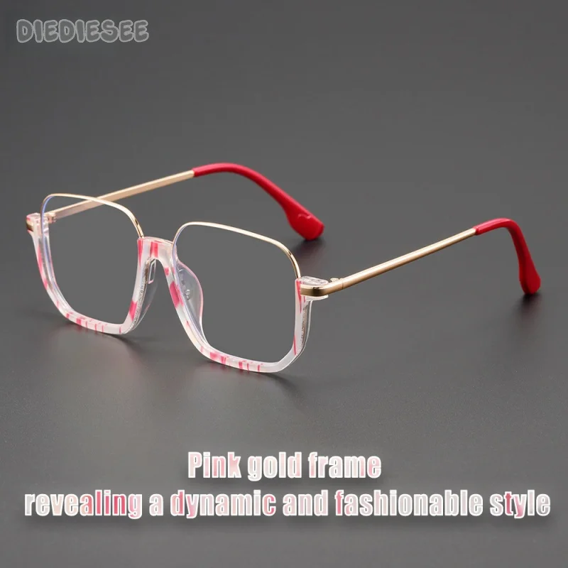DIEDIESEE Metal Half Frame Fashion Flat Mirror Women\'s Advanced Anti Blue Light Optical Prescription Glasses Frame 69104