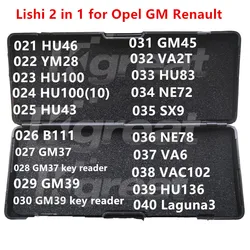 021-040 Lishi 2 in 1 2in1 HU46 YM28 HU100 HU43 B111 GM37 GM39 GM45 VA2T HU83 NE72 SX9 NE78 VA6 VAC102 HU136 Laguna3 per Opel GM