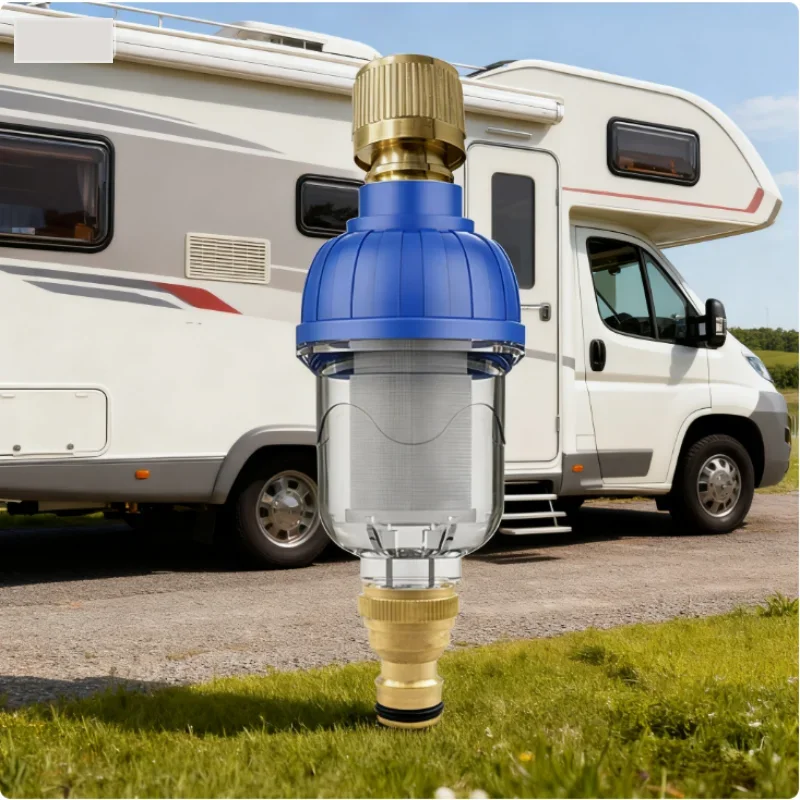 1Pcs RV Caravan Water Addition Filter Kit, Gravity Injection External Purifier for Motorhome Water Tank Outdoor RV Accessory