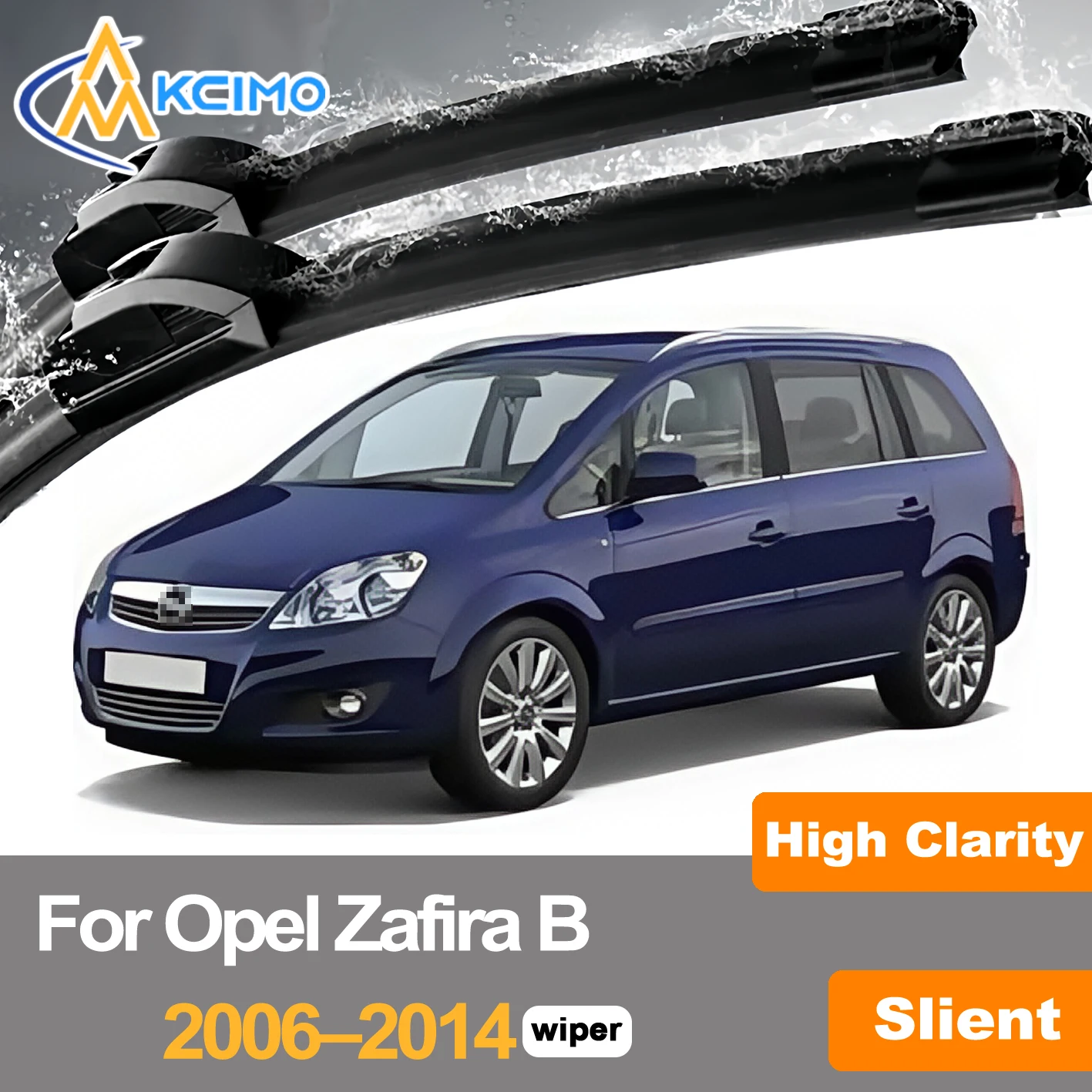Opel Zafira B/A05 2006–2014 Vauxhall Zafira 정확한 맞춤 프리미엄 고무 교체 플랫 용 2X 앞 유리 와이퍼 블레이드 세트