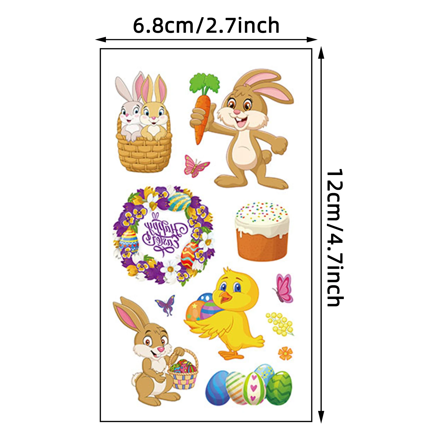 10 أوراق (88 أنماط) ملصقات وشم مؤقت لعيد الفصح الكرتونية، أنماط عنصر بيضة عيد الفصح على شكل أرنب لطيف