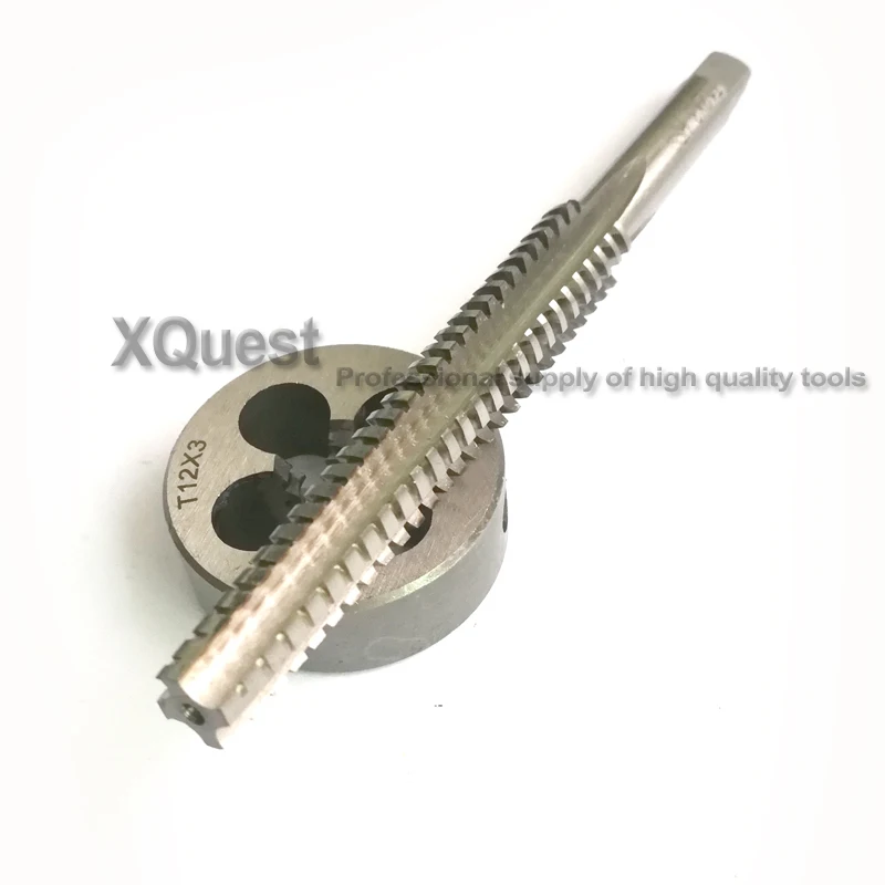 2PCS Metric Right Trapezoidal thread taps and Die set Tr12 TR12X2 TR12X3 T Left hand TR screw tap Round dies T12 T12X2 T12X3