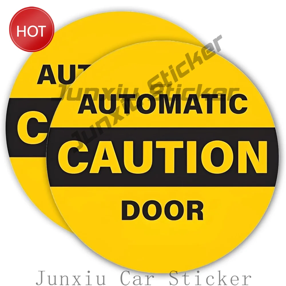 2 Pack Caution Automatic Door Black On Yellow PVC Sticker For Building Entrance Doors Safety Notice Decal