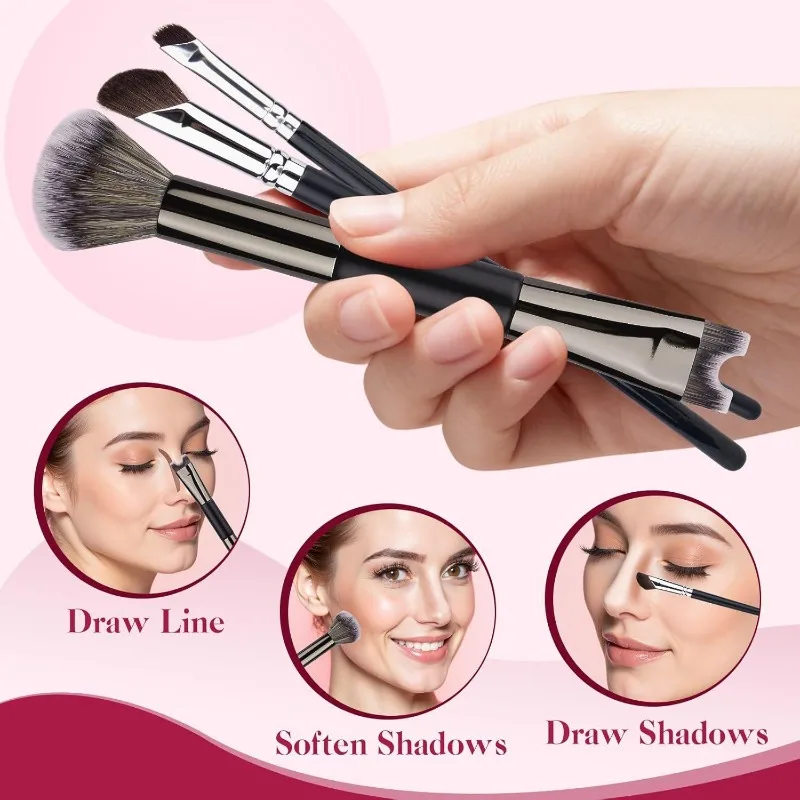 1/3Pcs 2-in-1 U-Shaped Nose Contour Brush Dual Ended for Professional Highlighting and Shadowing Face Makeup Tools Set​