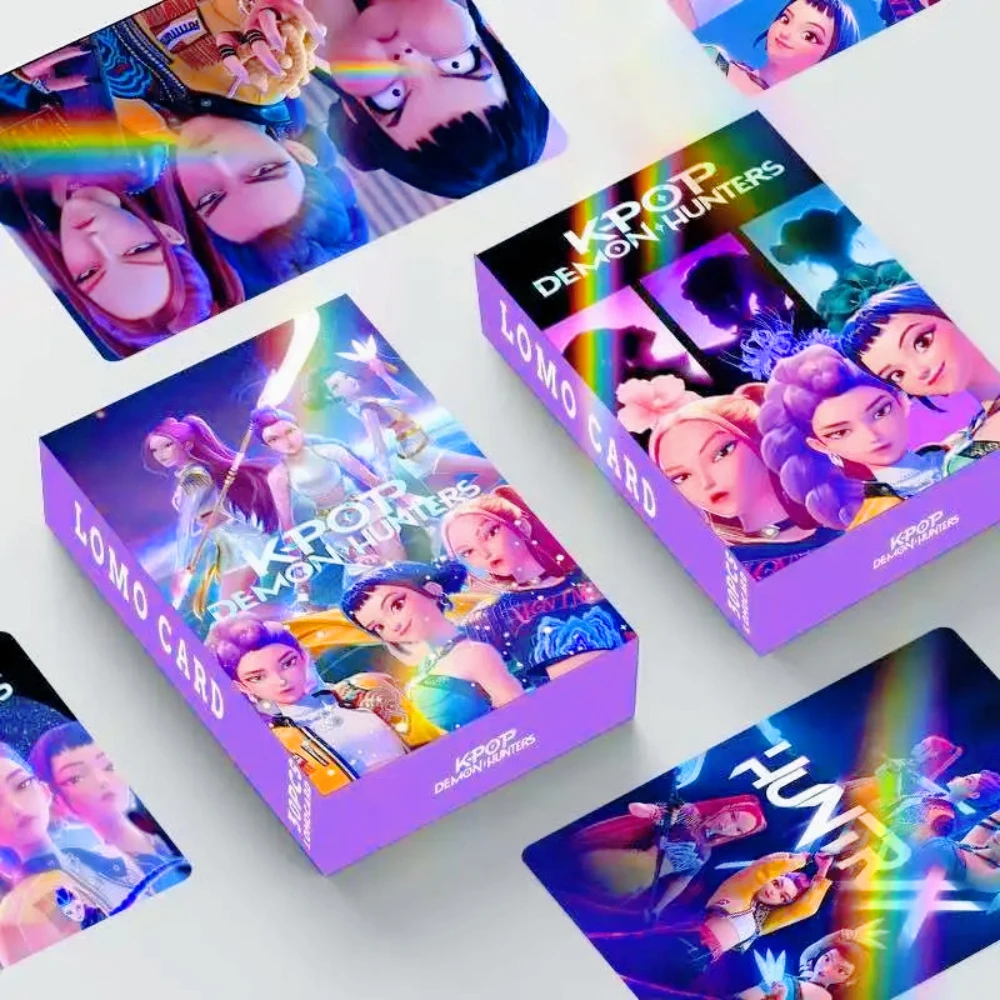 

30pcs Double-Sided Film K-pop Demon Hunters Anime Laser Card Cartoon Girls Boys Group HD LOMO Postcard Fans Collection Cards