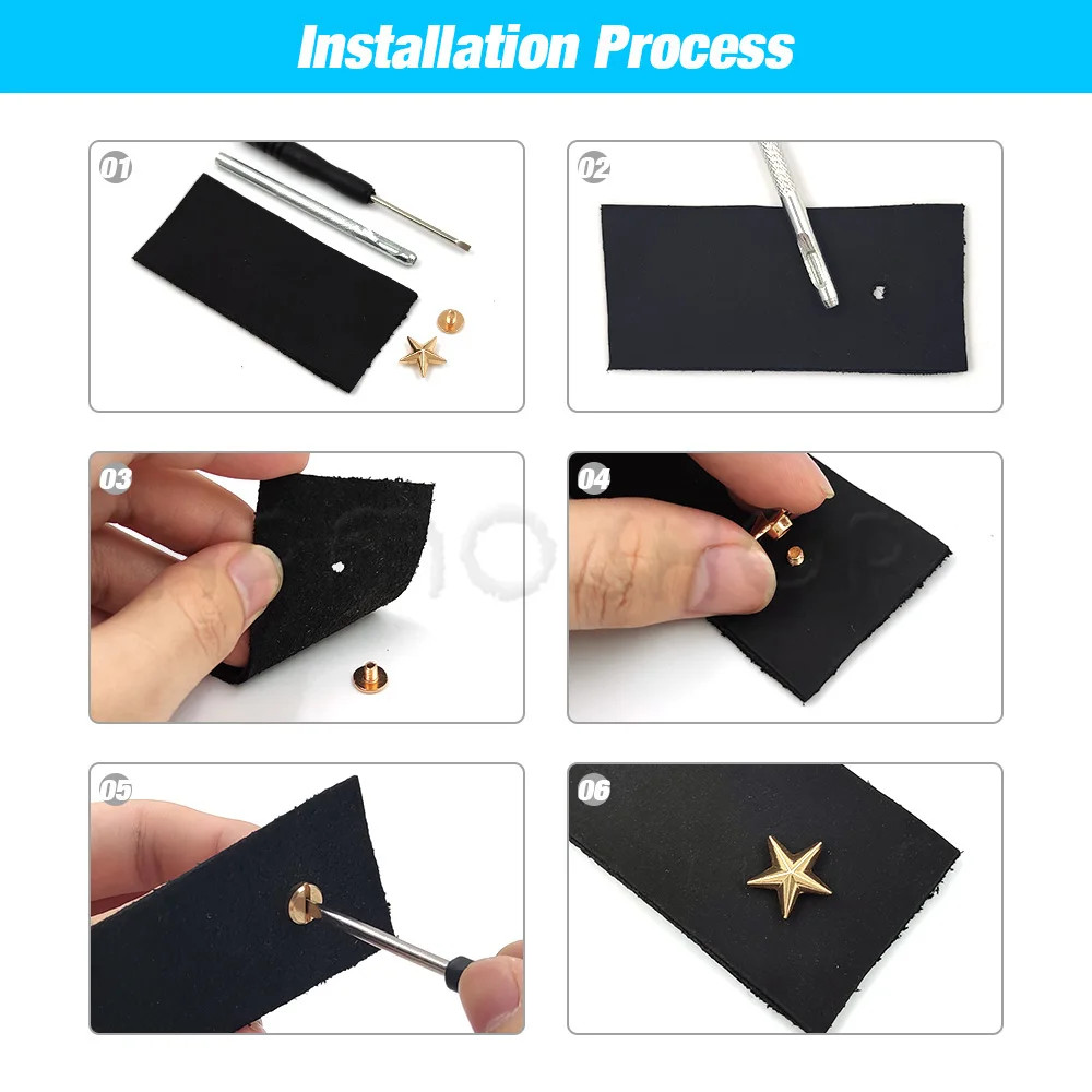 5-10pcs Metal Stars Rivets Studs With Screw Punk Screwback Clothing Garment Shoes Hat Leather Belt DIY Decor Clothes Accessories