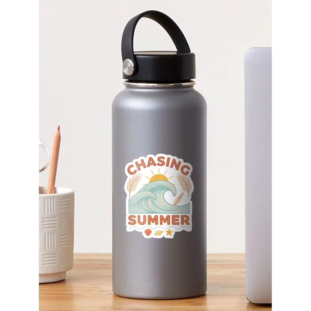 Chasing Summer T-Shirt, Surfer Lifestyle Shirt, Vintage Beach Tee, Coastal Summer Gift Sticker for Laptop Decor Bedroom Car Cute