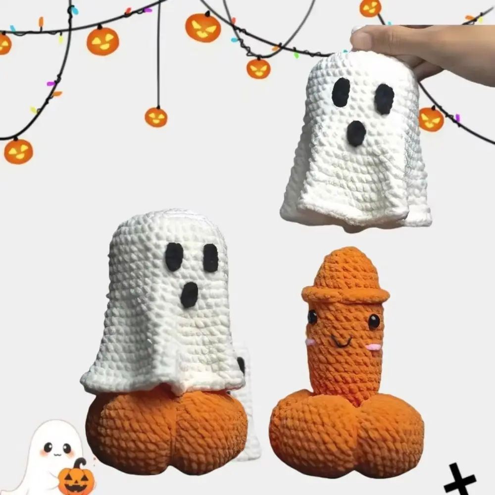

Miniatures Hand-crocheted Halloween Pumpkin Hand-crocheted Ghost Figurines Ghost Decorative Item Pumpkin Design Creative Style