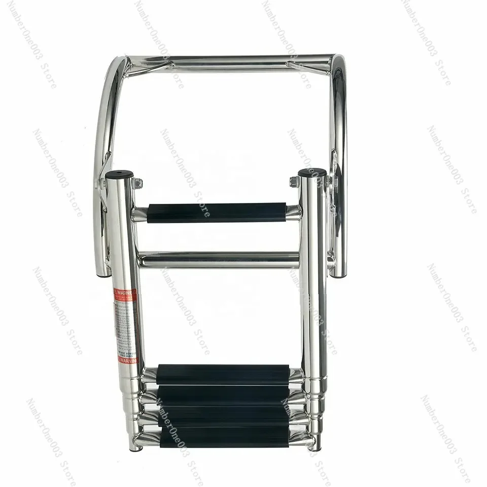 Stainless Steel Four-Section Handrail Ladder With Curved Folding Ladder Curved Handrail Boarding Ladder Marine Yacht