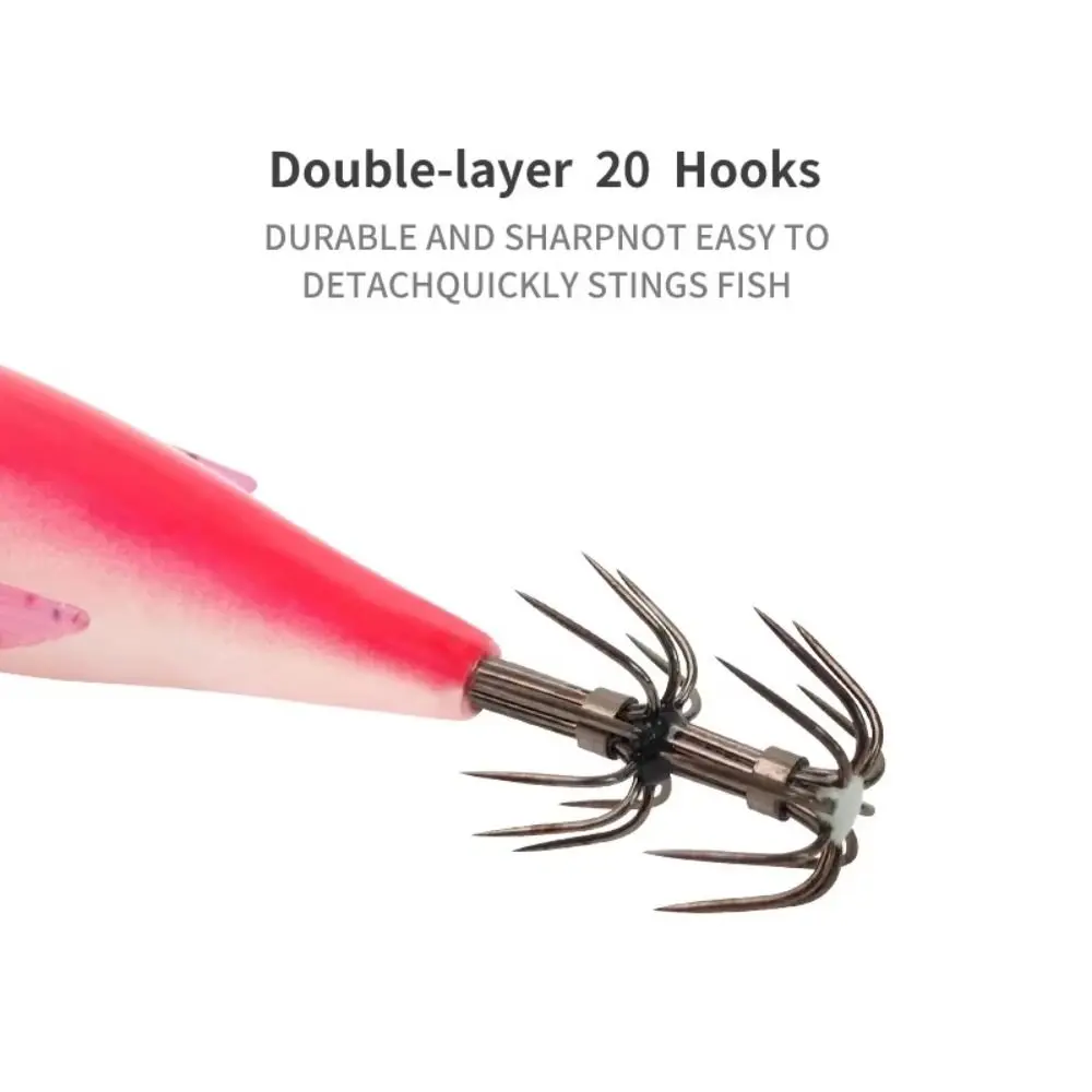 5pcs 5g Weight Luminous Squid Bait 5 Pcs Set Webfoot Design Artificial Squid Jig Luminous Body Wooden Material
