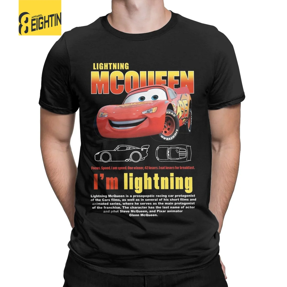 Lightning Mcqueen Cars Galaxy T Shirts for Men Pure Cotton Fun T-Shirt Crewneck Tee Shirt Short Sleeve Clothing Printed