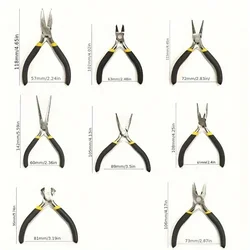 8Pcs Mini Pliers Set Long Nose with Teeth Flat Jaw Round Curved Needle Diagonal Nose Wire End Cutting Cutter Tools