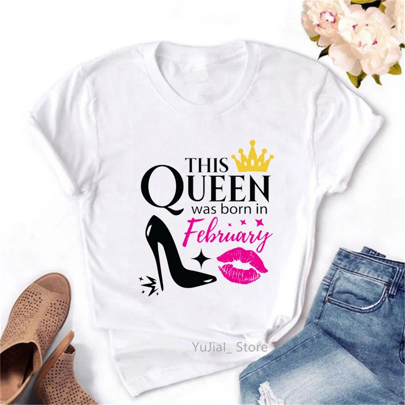 Camiseta feminina do presente de aniversário do presente de aniversário da rainha nasce em abril/março impressão gráfica tshirt