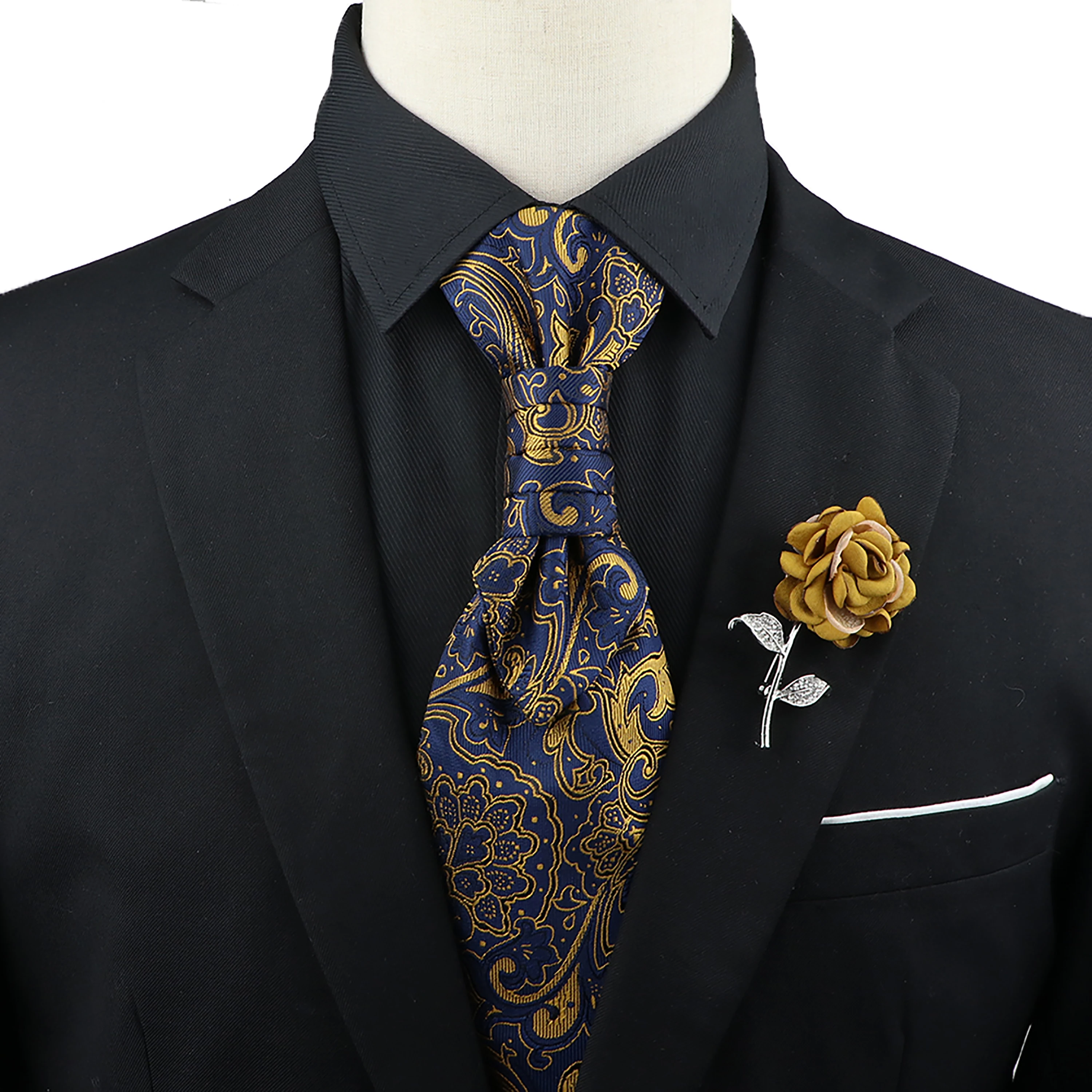 Nieuwe Heren Premium Paisley Tie Broche Set Rood Zwart Blauw Ajustable Neck Tie Luxe Klassieke Pak Smoking Bruidegom accessoires