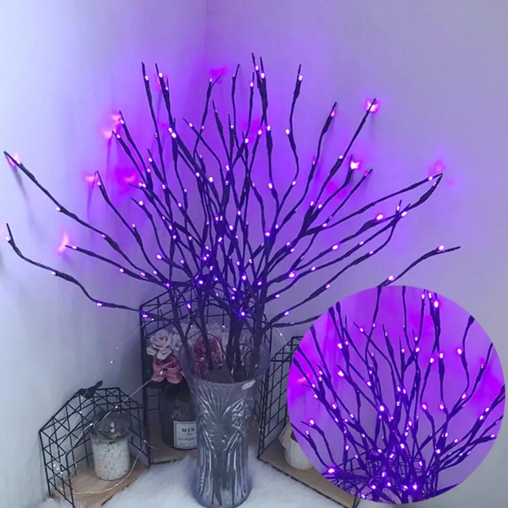 Lámpara LED de rama de sauce, luces de jarrón de ramita de sauce Artificial, alimentadas por batería para decoración de hadas de fiesta de boda, 77cm, 20 bombillas