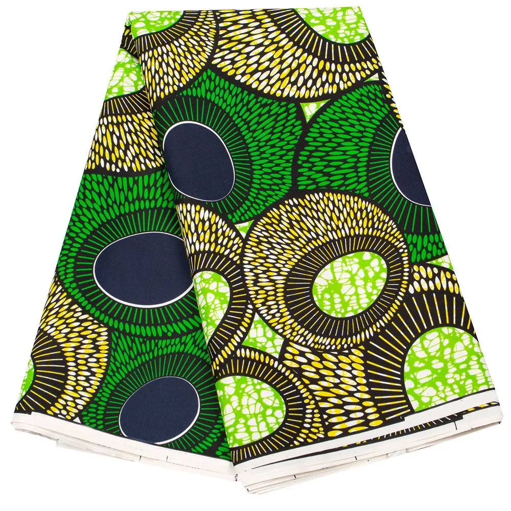 Ankara African green printed geometric batik fabric  Wax Dress Sewing Tissu Craft DIY Textile Material For Wedding 6Yards