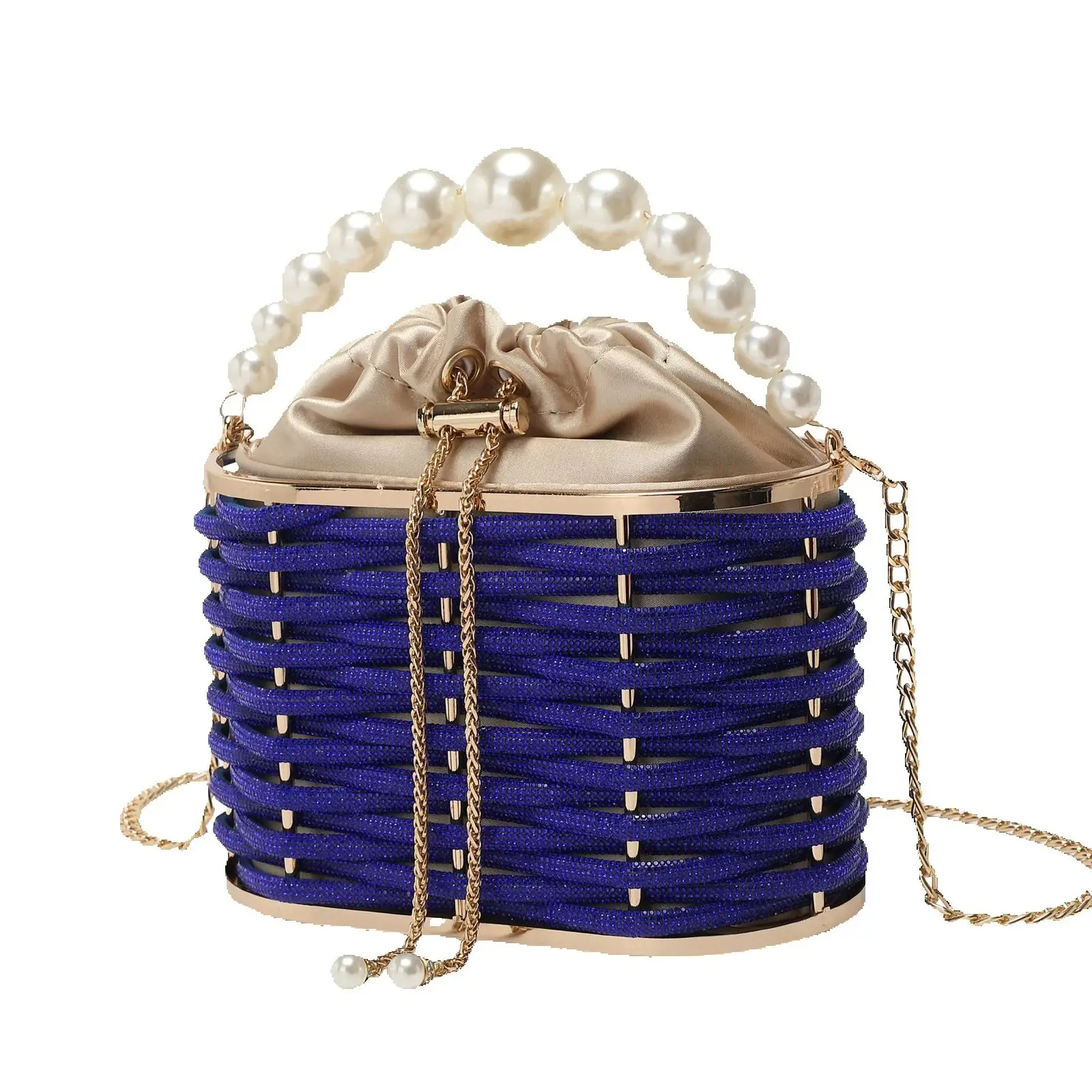 Ladies' Dinner Is Shiny Diamond-encrusted Rhinestone Vegetable Basket Clutch Bag Banquet Chain Messenger Bucket Bag Tassen Dames