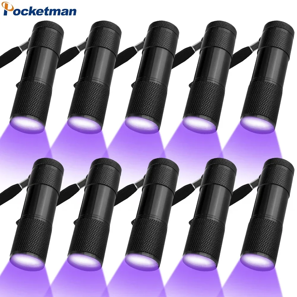 

1-10Pcs UV Flashlights 9 LED Ultraviolet Lamp Torch 395nm Black Light Flashlight UV Light Detector for Pet Urine Stains Bug