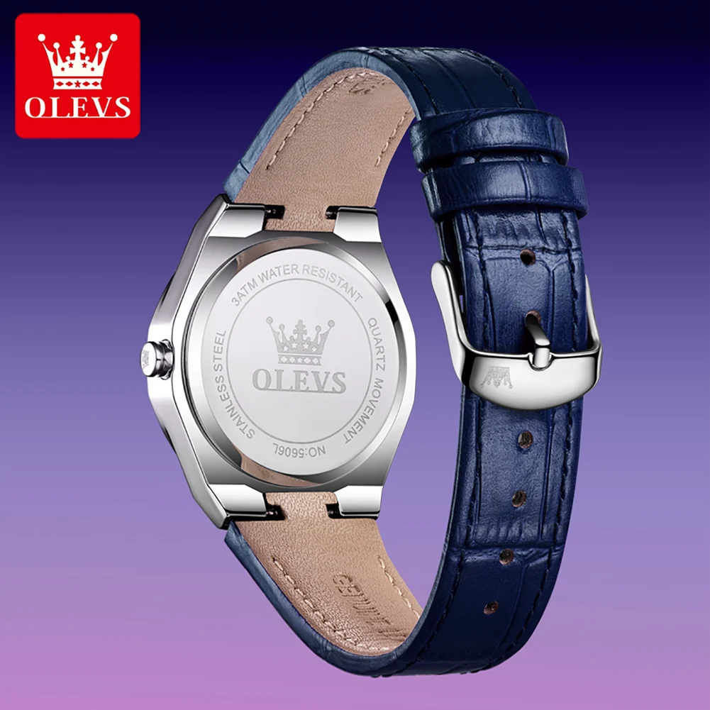 OLEVS 5606 Luxury Ladies Quartz Watch Dazzling Diamonds Luminous Calendar Waterproof Leather Strap Elegant Watches Women Gifts