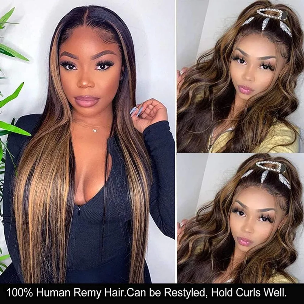 Straight Human Hair Bundles With 4x4 Closure Bundles Highlight Human Hair Weft With Closure