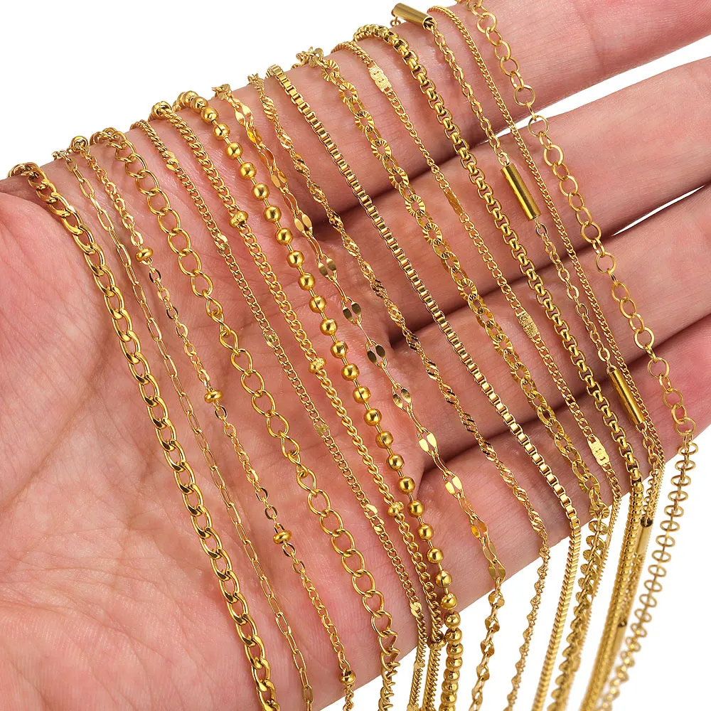 2 Meters Stainless Steel Chains Lips Beads Beaded Chains for Jewelry Making DIY Necklace Bracelet Jewelry Chain Accessories