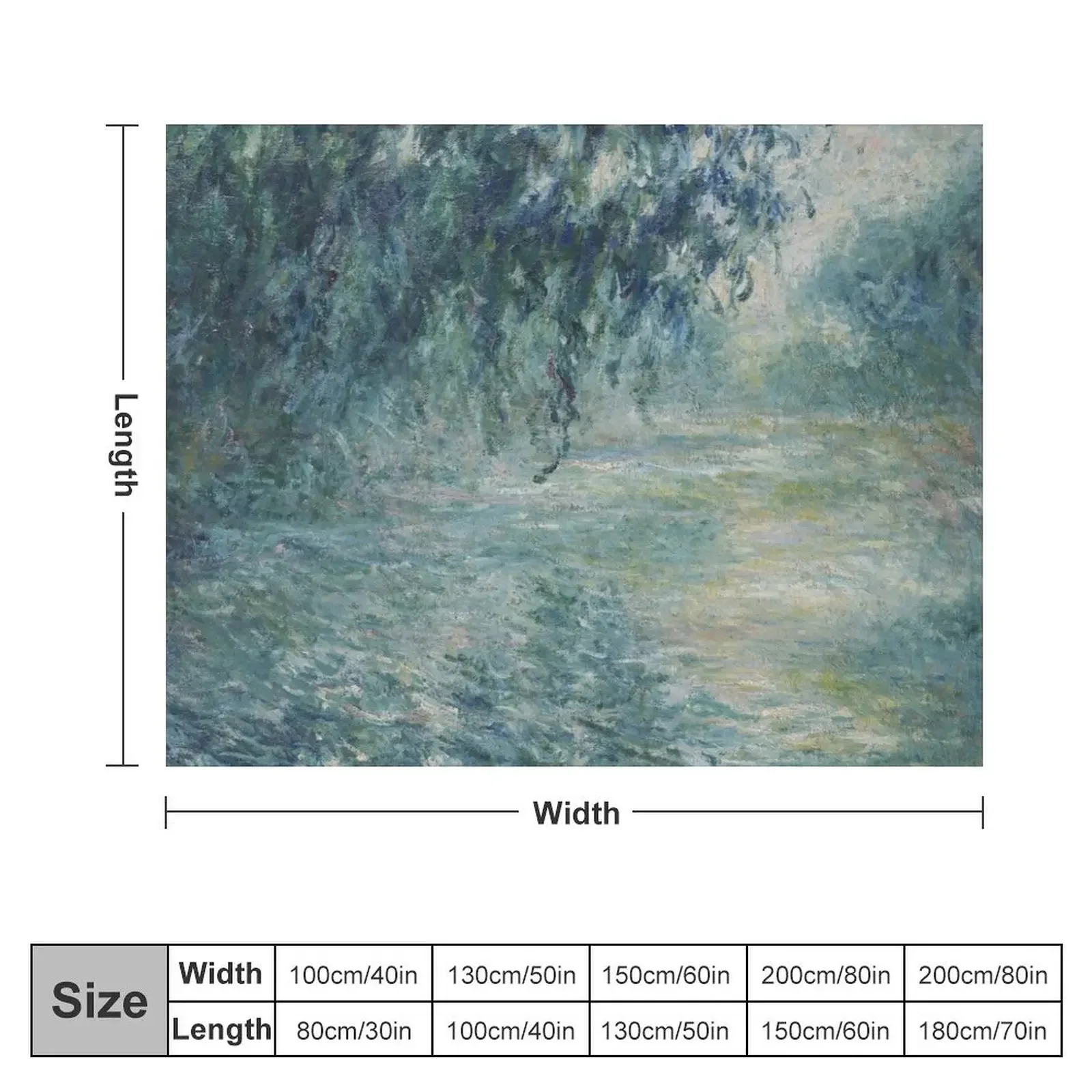 Claude Monet,Morning on the Seine Throw Blanket blankets and throws Personalized Gift Blankets