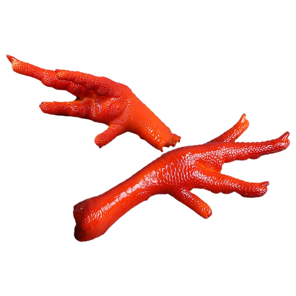 2 Pcs Model Simulated Chicken Feet Creative Food Decorate Plastic Toy For Kids Fake Brown