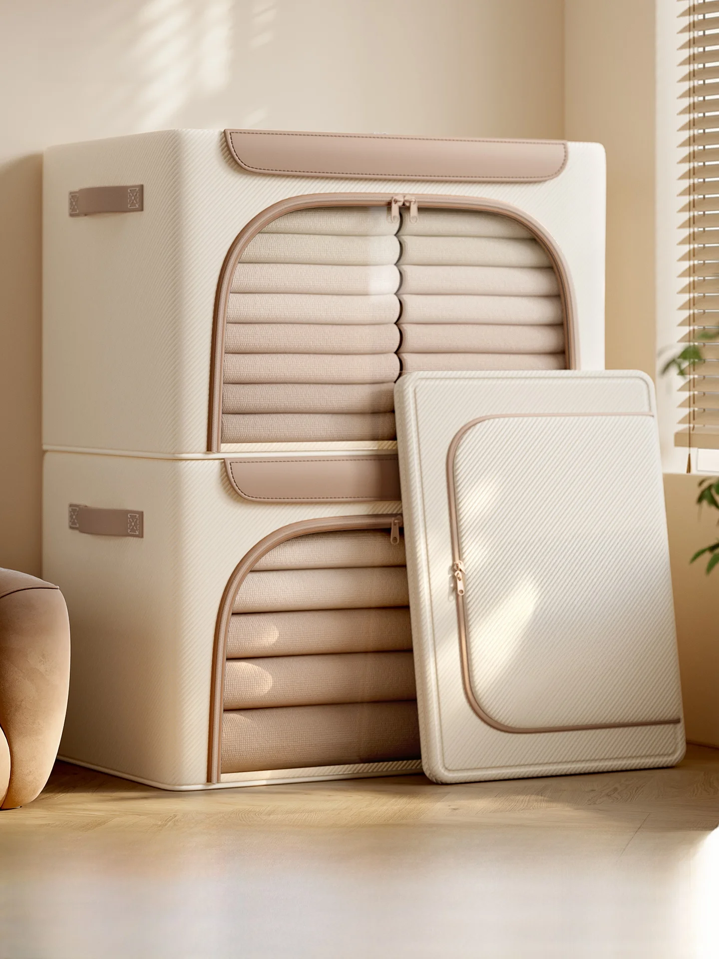 foldable-clothing-storage-box-seasonal-clothes-quilt-organizer-home-wardrobe-stackable-oxford-cloth-steel-frame-basket