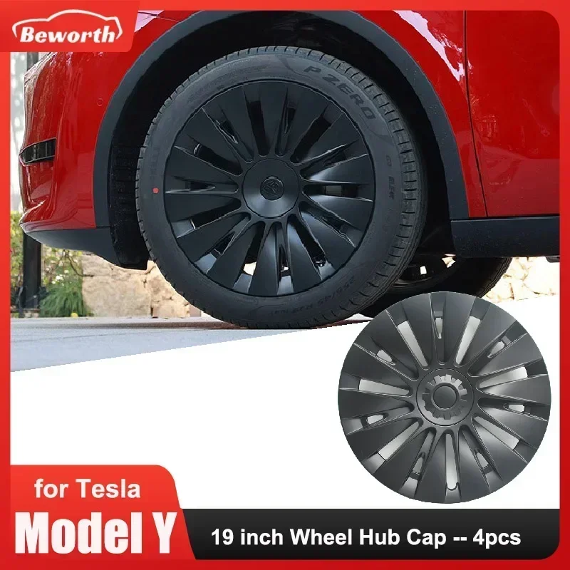 4PCS MY Wheel Hub Cap for Tesla Model Y Original Car Replacement Automobile Hubcap Full Rim Cover 19-Inch Wheelcover Accessories