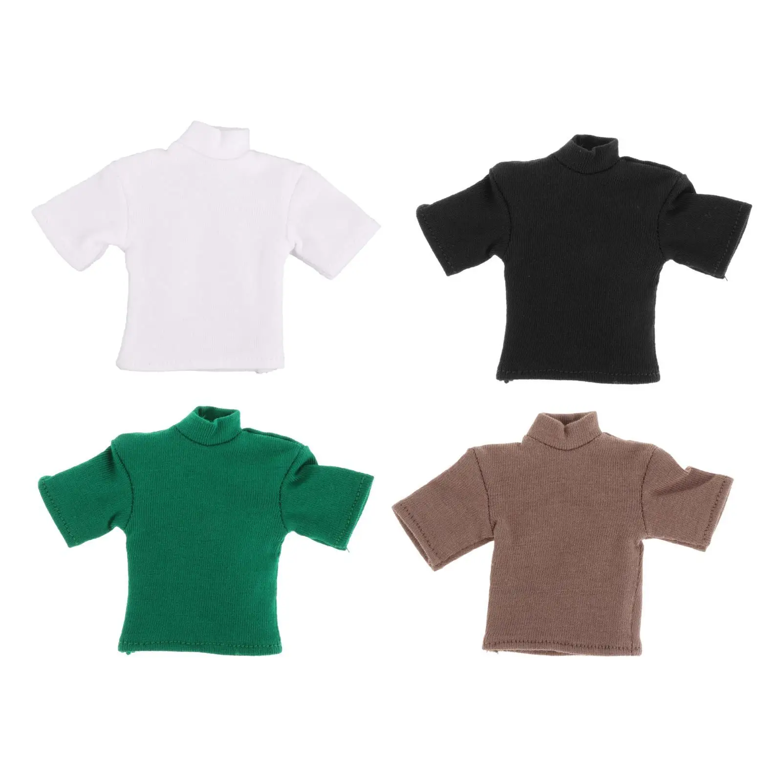 Camiseta em escala 1/12 para roupas de boneca de manga curta, roupas artesanais para modelos de 6 polegadas