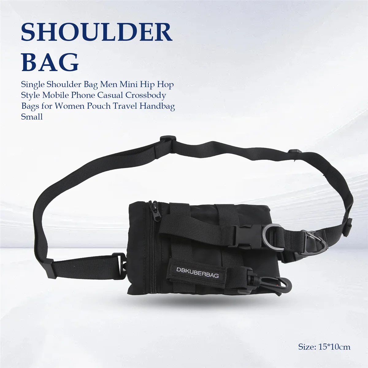 กระเป๋าสะพายข้าง ABQR สำหรับผู้ชาย สไตล์มินิฮิปฮอป ใส่โทรศัพท์มือถือ กระเป๋าสะพายลำลองสำหรับผู้หญิง กระเป๋าใส่ของเดินทาง กระเป๋าถือขนาดเล็ก