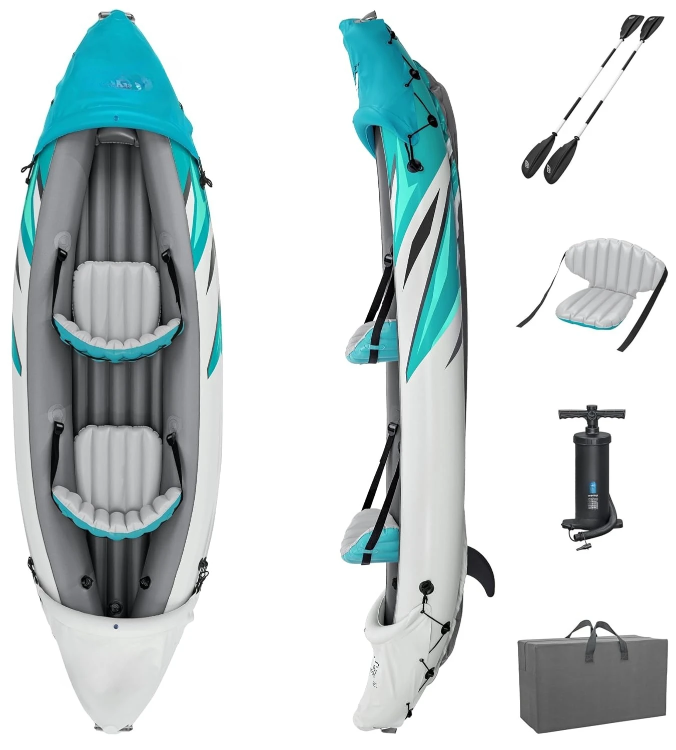 Force Inflatable Kayak Set | Includes Seat, Paddle, Hand Pump, Storage Carry Bag | Great for Adults, Kids and, Customized