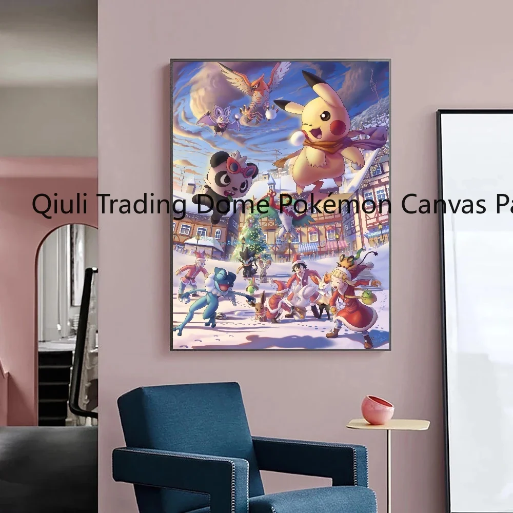 Pop Poster Pokemon Anime Figuren Pikachu Eevee Aquarell Malerei Leinwand drucke Wand kunst Wohnkultur Bild Weihnachts geschenke