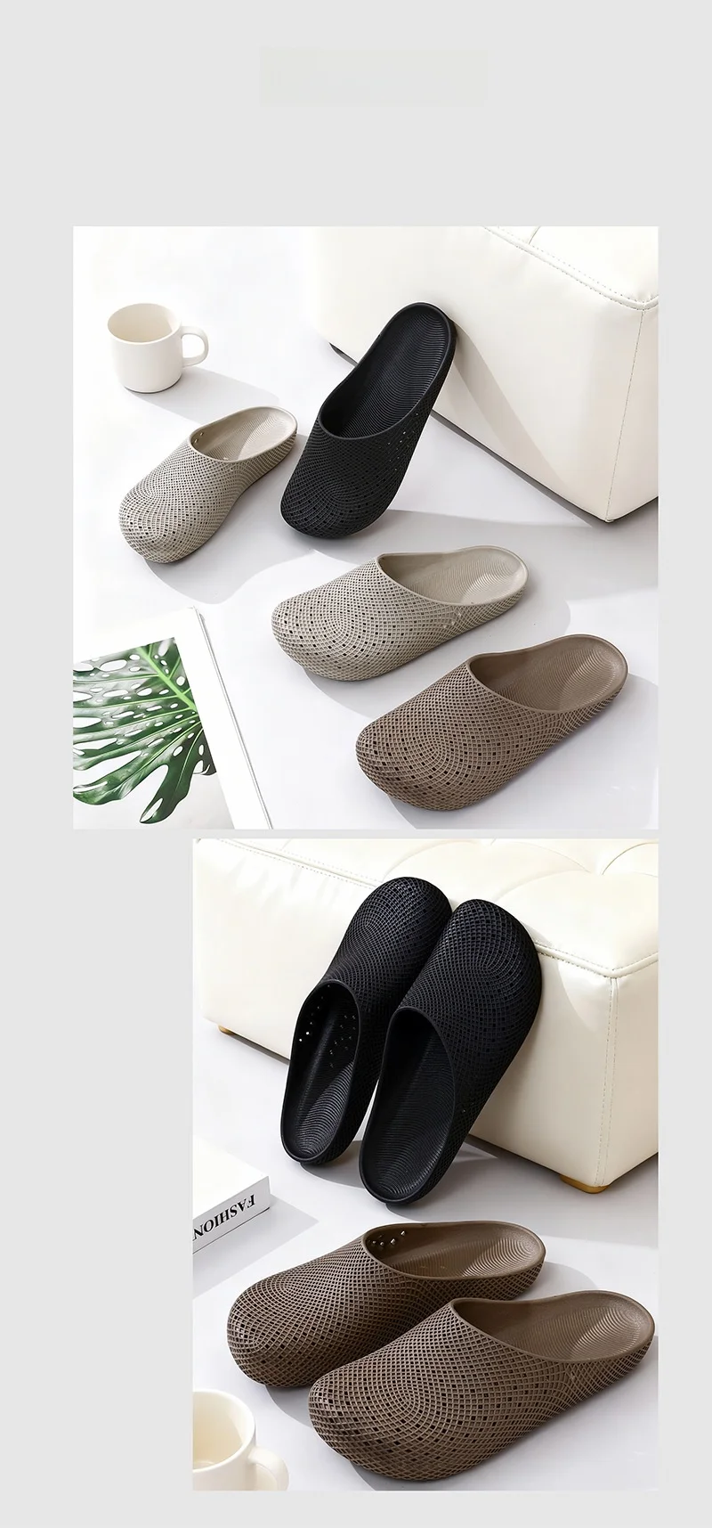Sommerliche, atmungsaktive, leichte Herren-Clogs mit Belüftungslöchern, rutschfeste Outdoor-Slip-On-Sandalen, halb geschlossene Freizeitschuhe für die Arbeit. – Detail 9