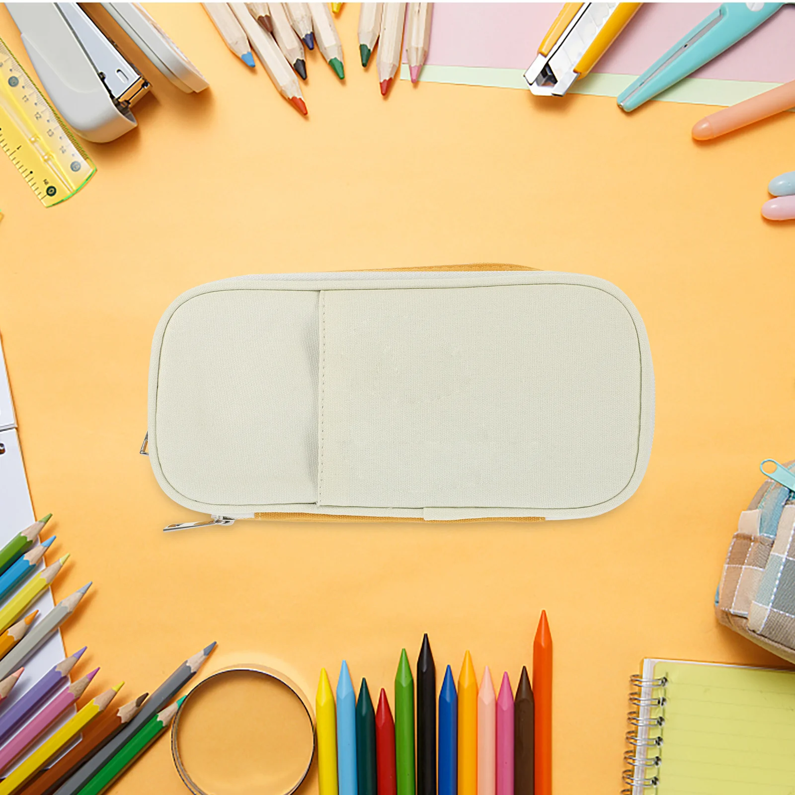 

Large Capacity Pencil Bag Multi-Function Canvas Pen Storage Bag Portable Zipper Pencil Pouch for Students Office School