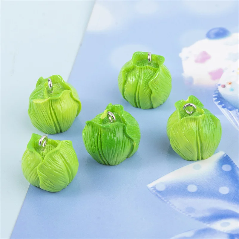 10pcs/lot 3D Simulation Cabbage Charms Cute Food Vegetable Resin Pendants for Earrings Necklace Diy Jewelry Making Accessories