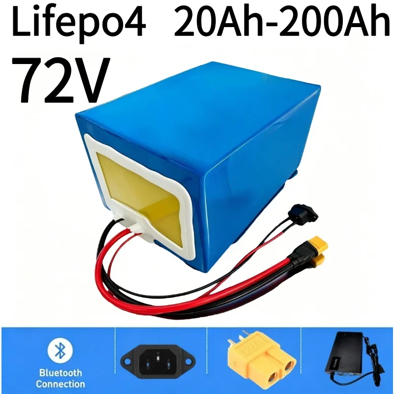 

72V LiFePO4 Lithium Battery with BMS High Capacity 20Ah-200Ah For 2KW 3KW 5KW Electric Motorcycle Scooter Tricycle Golf Cart EV