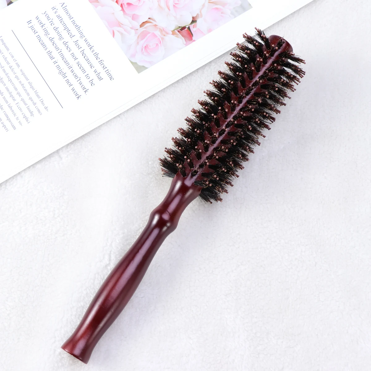 

Bristles Hair Brush Comb Wood Handle Hair Combing for Shiny Silky Hairstyle (14-Row with Bight Coffee Color)