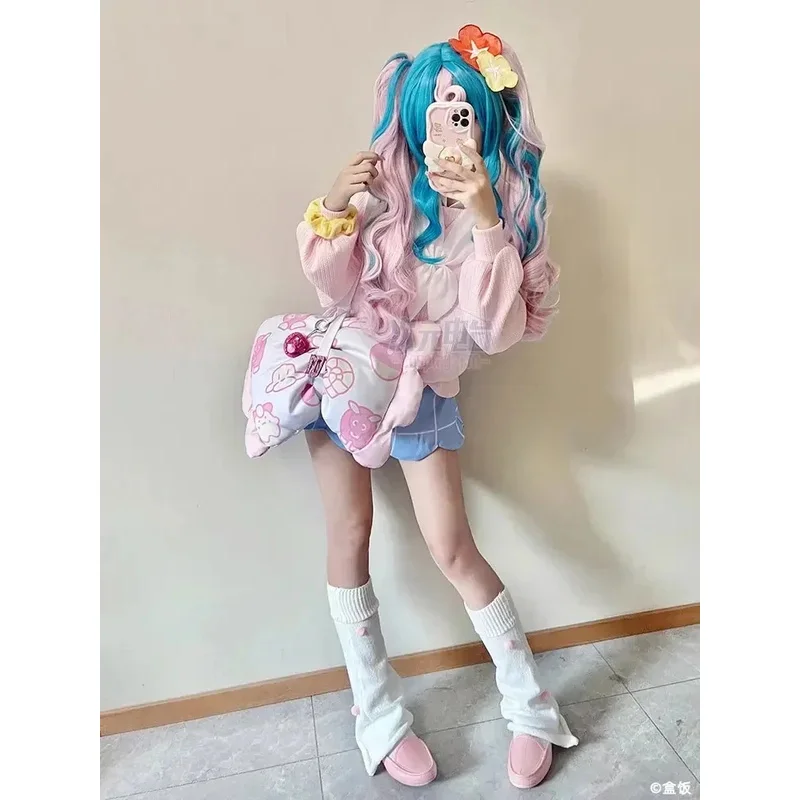 

DY20Jigglypuff Cosplay Costume Women Cute Pink School Uniforms with Bag Halloween Carnival Outfits Kawaii Party Suit Custom Made