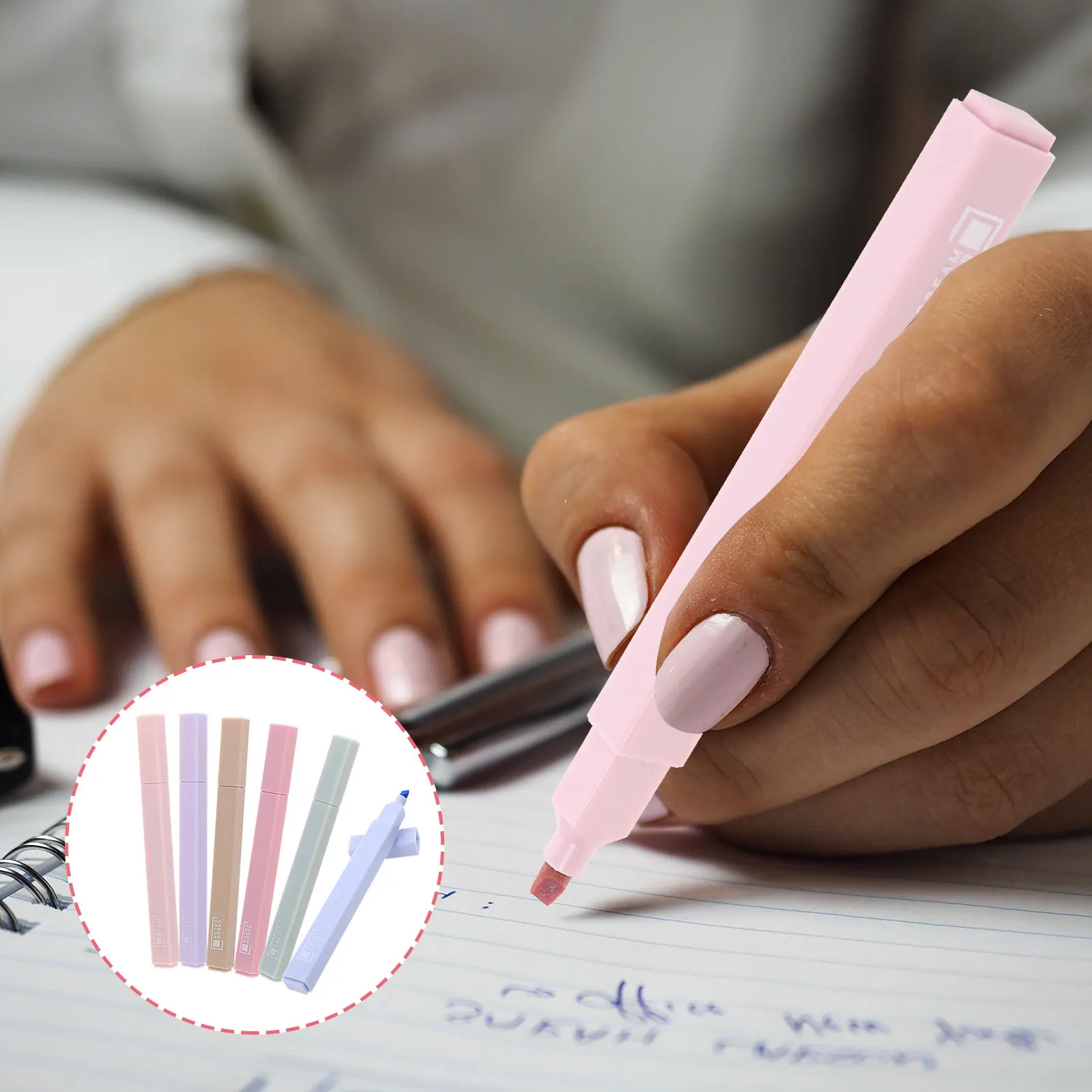 6Pcs Highlighter Pen Set Large Capacity Colorful Markers for Studying Documents Reports Home Office Use No Peculiar Smell