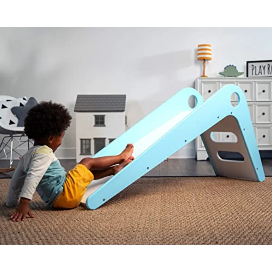

Indoor Wooden Climbing Slide for Toddlers Ages 1-4 Years Blue Playroom Gym Equipment for Living Space Transformation