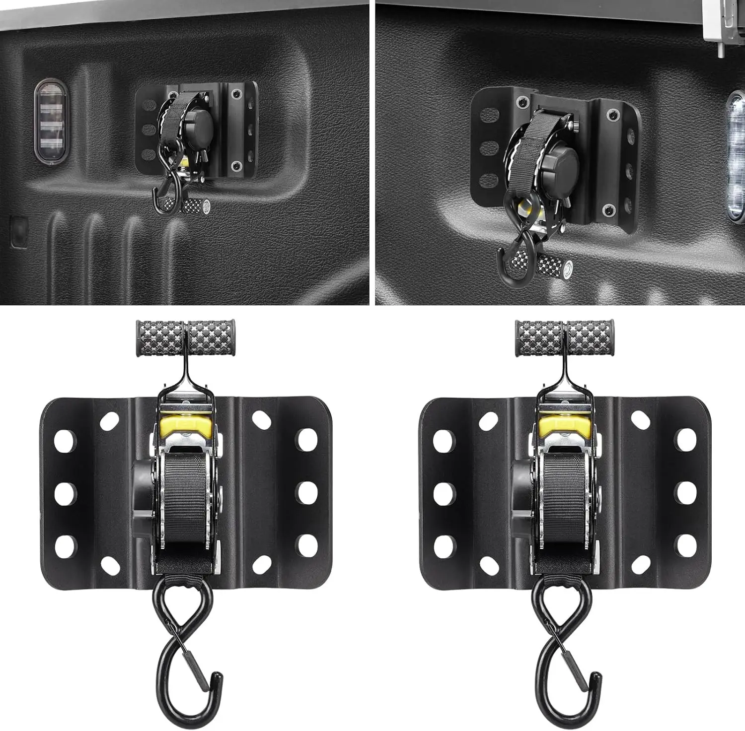 

2-Piece Retractable Tie-Down Straps for Ford Trucks, Heavy-Duty Ratchet Straps with Mounting Brackets