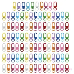Set of 100 Colorful Spring Fastener Rotatable Keyring Carabiners Hook Rotating Snap Hooks Metal Key Rings Lobster DropShip