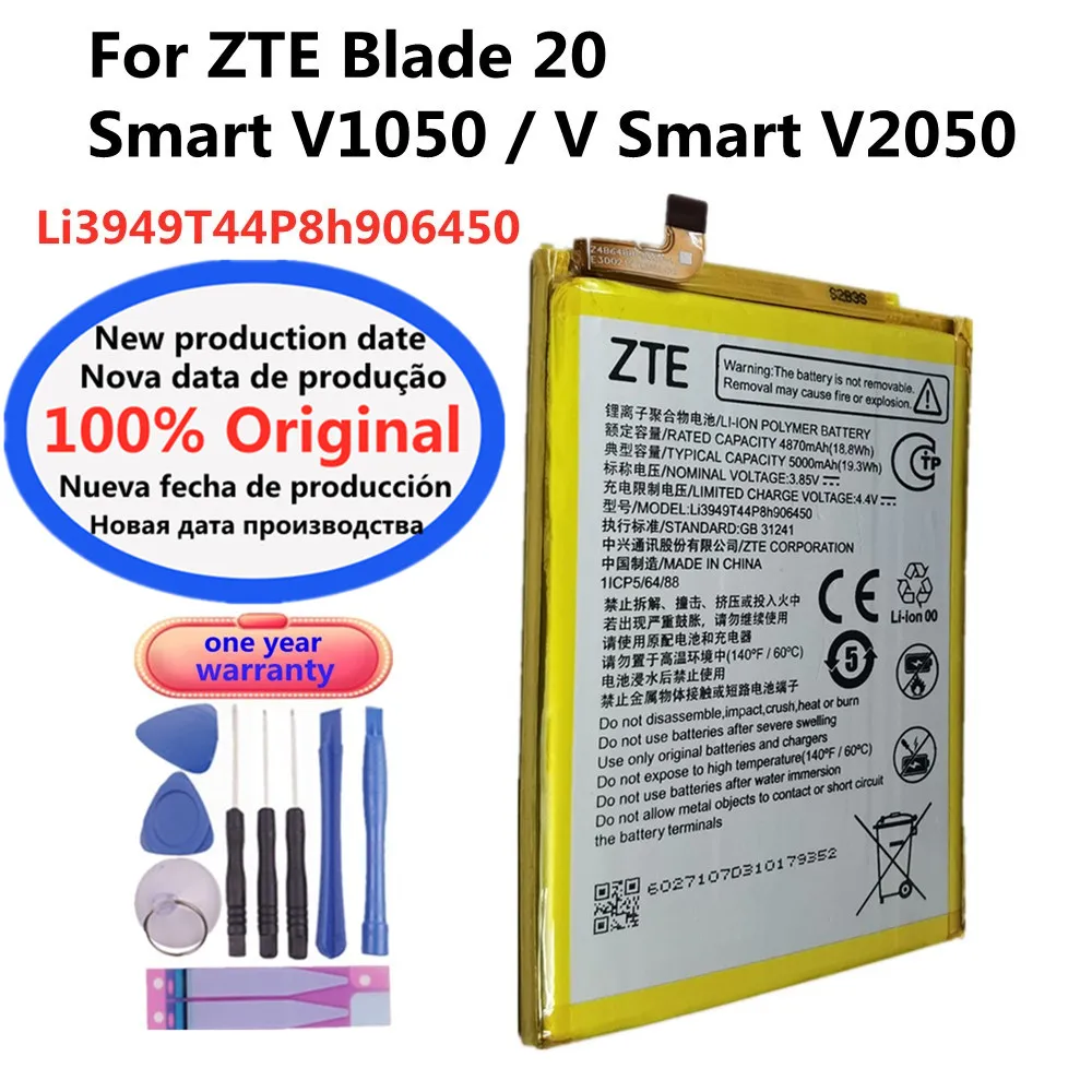 

5000mAh Li3949T44P8h906450 Original Battery For ZTE Blade 20 Smart V1050 / V Smart V2050 Mobile Phone Batteries Tools