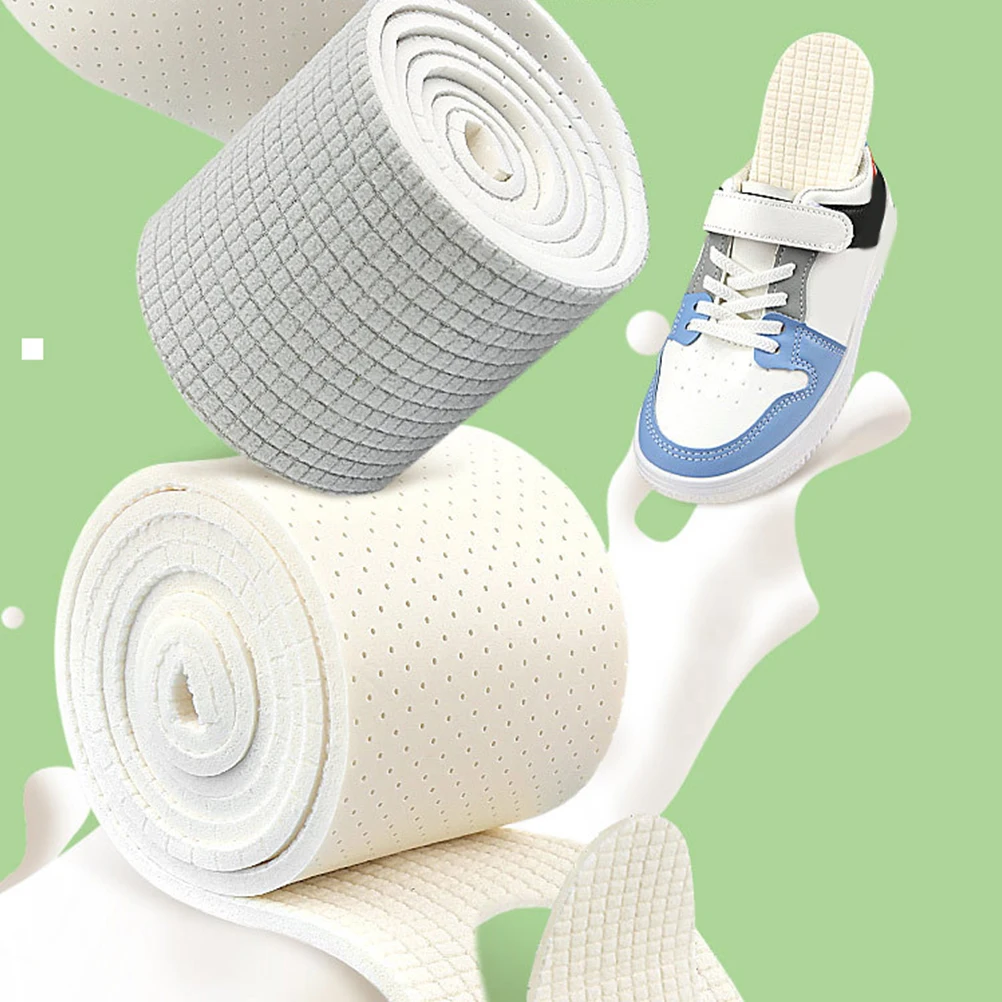 แผ่นรองรองเท้าลาเท็กซ์ 2 ชิ้น ตัดขนาดได้ แผ่นรองรองเท้าแบบแถบสำหรับปรับแต่งเอง แผ่นรองรองเท้าแบบ DIY ระบายอากาศได้ดี รองรับการวิ่งและเดิน