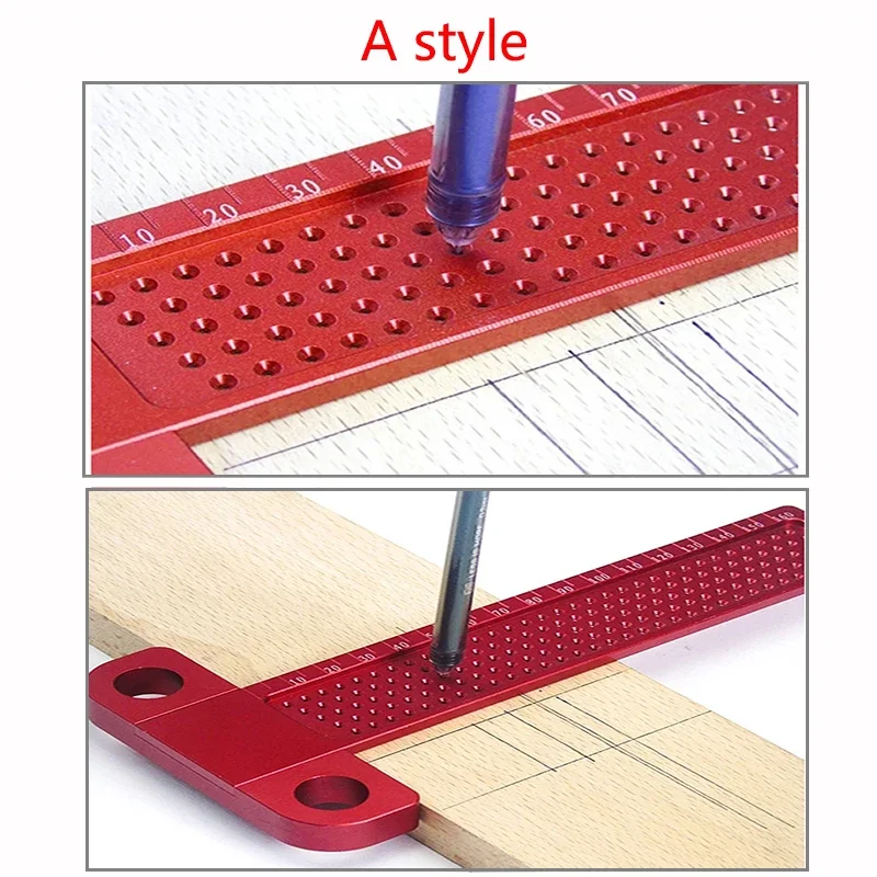 60-760MM T-Ruler Precision Marking Aluminum Alloy Woodworking Scribe Marking Gauge Crossed-out Hole Scribing Ruler MeasuringTool