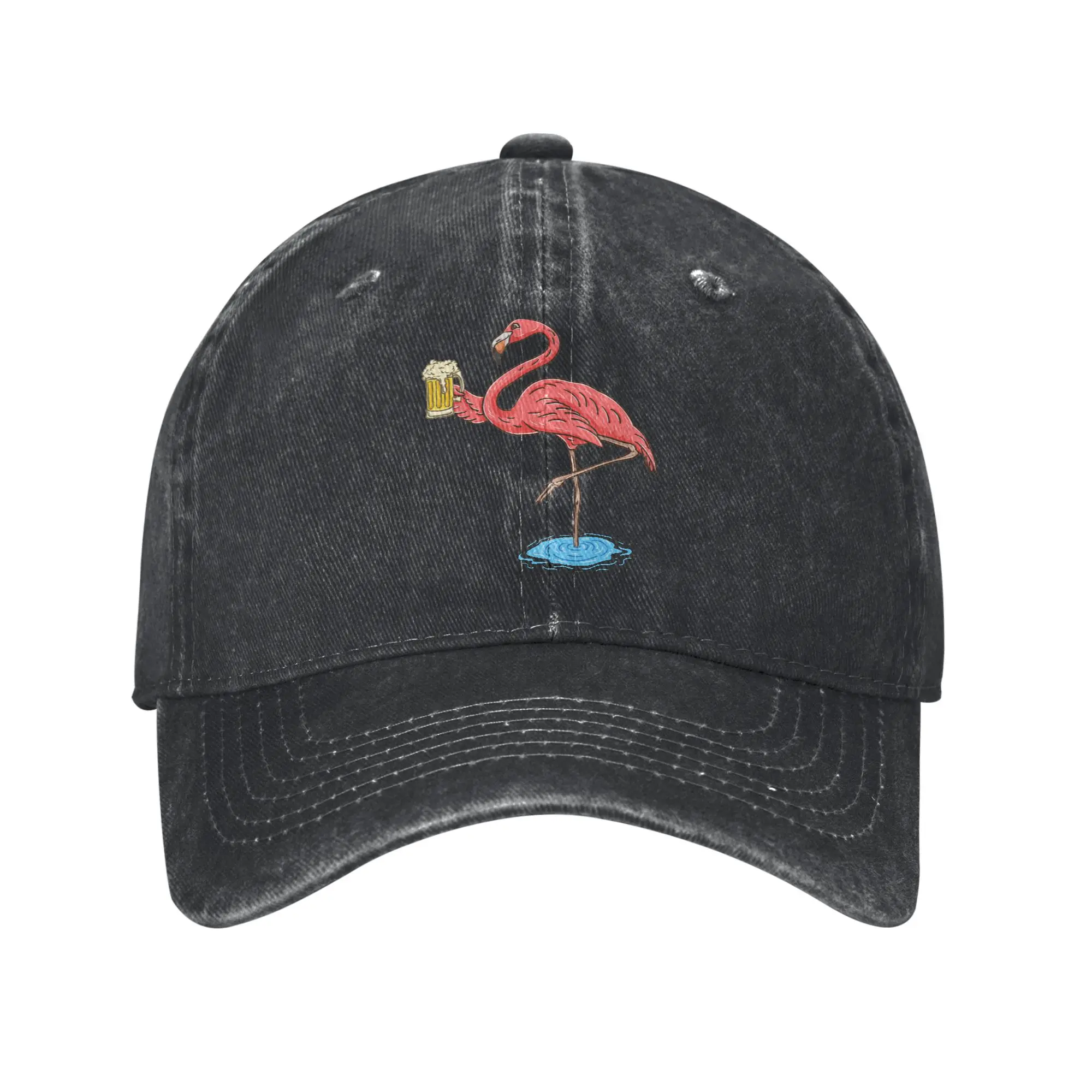 Flamingo Drinking Beer Baseball Caps Vintage Distressed Denim Washed  Snapback Hat for Men Women Outdoor Summer Adjustable Caps