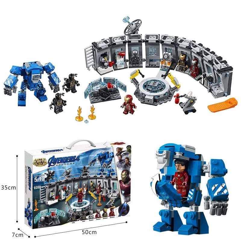 

Hot Toys 560pcs Man Hall of Armour Compound Battle Compatible 76125 Building Blocks Bricks Set Toys for Children Christmas Gift