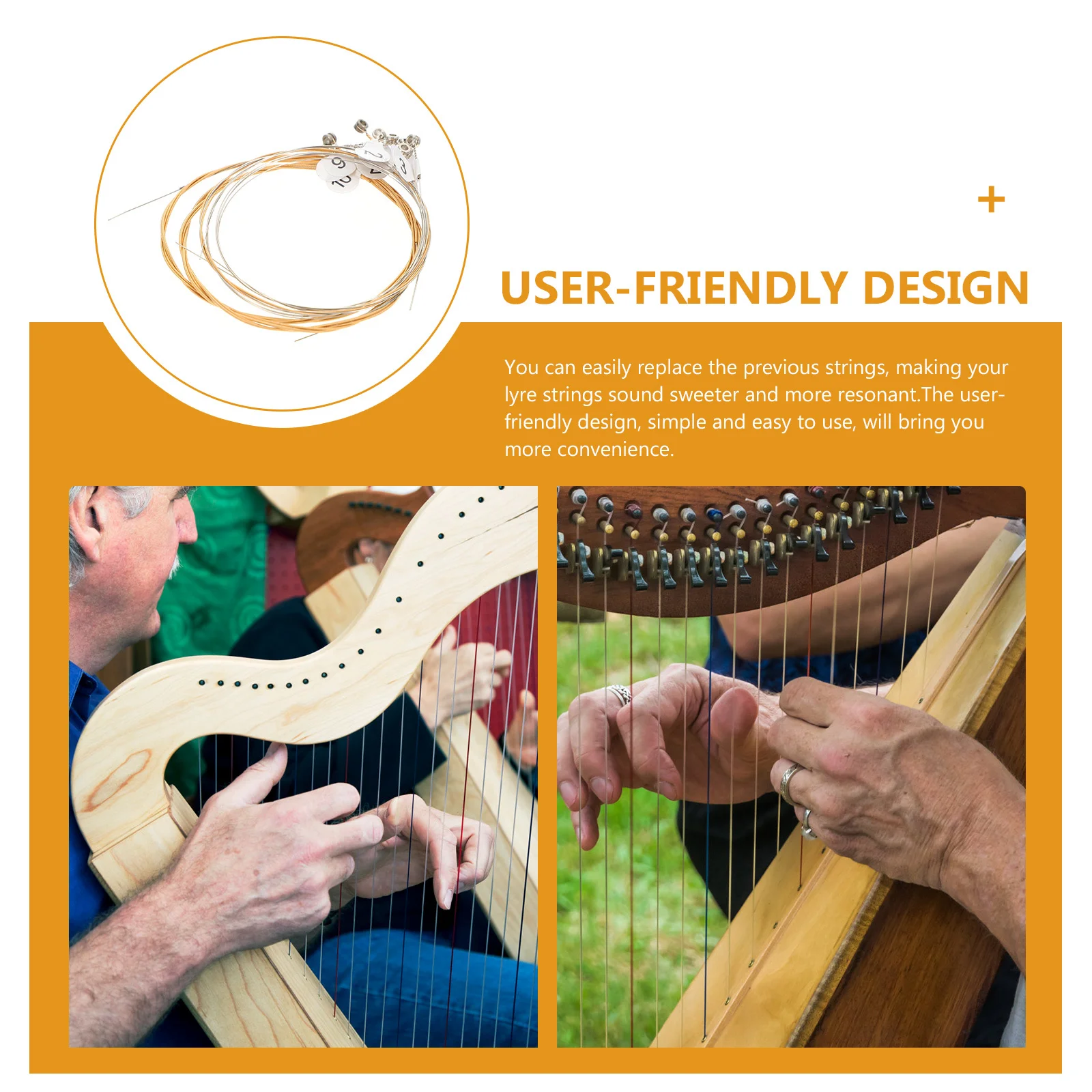 

10Pcs Lyre Strings Professional Grade Sturdy Steel Wire Replacement Kit Long-Lasting Resonant Sound Ideal for Lyre Maintenance